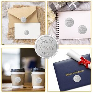 100 Elegant Silver Invitation Card Seal Labels